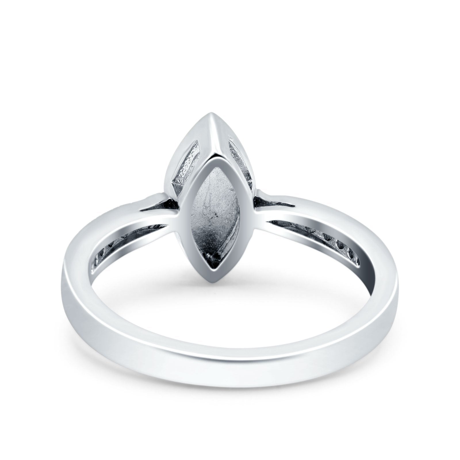 Marquise Art Deco Wedding Engagement Ring Lab Created White Opal Round Simulated Cubic Zirconia 925 Sterling Silver