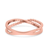 Beaded Criss Cross Wedding Ring Simulated Cubic Zirconia 925 Sterling Silver