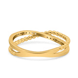 Beaded Criss Cross Wedding Ring Simulated Cubic Zirconia 925 Sterling Silver