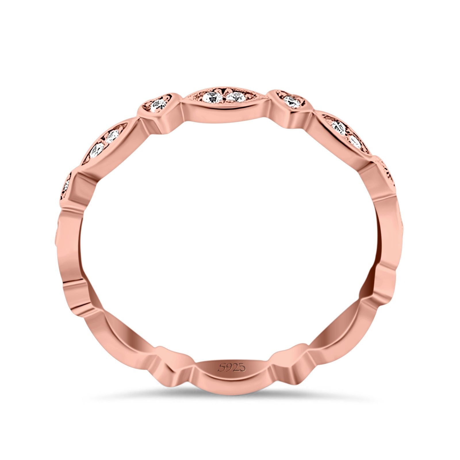 3mm Full Eternity Art Deco Marquise & Heart Wedding Band Simulated Cubic Zirconia 925 Sterling Silver