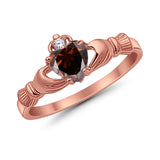 Heart Shape Simulated Cubic Zirconia Claddagh Wedding Ring 925 Sterling Silver