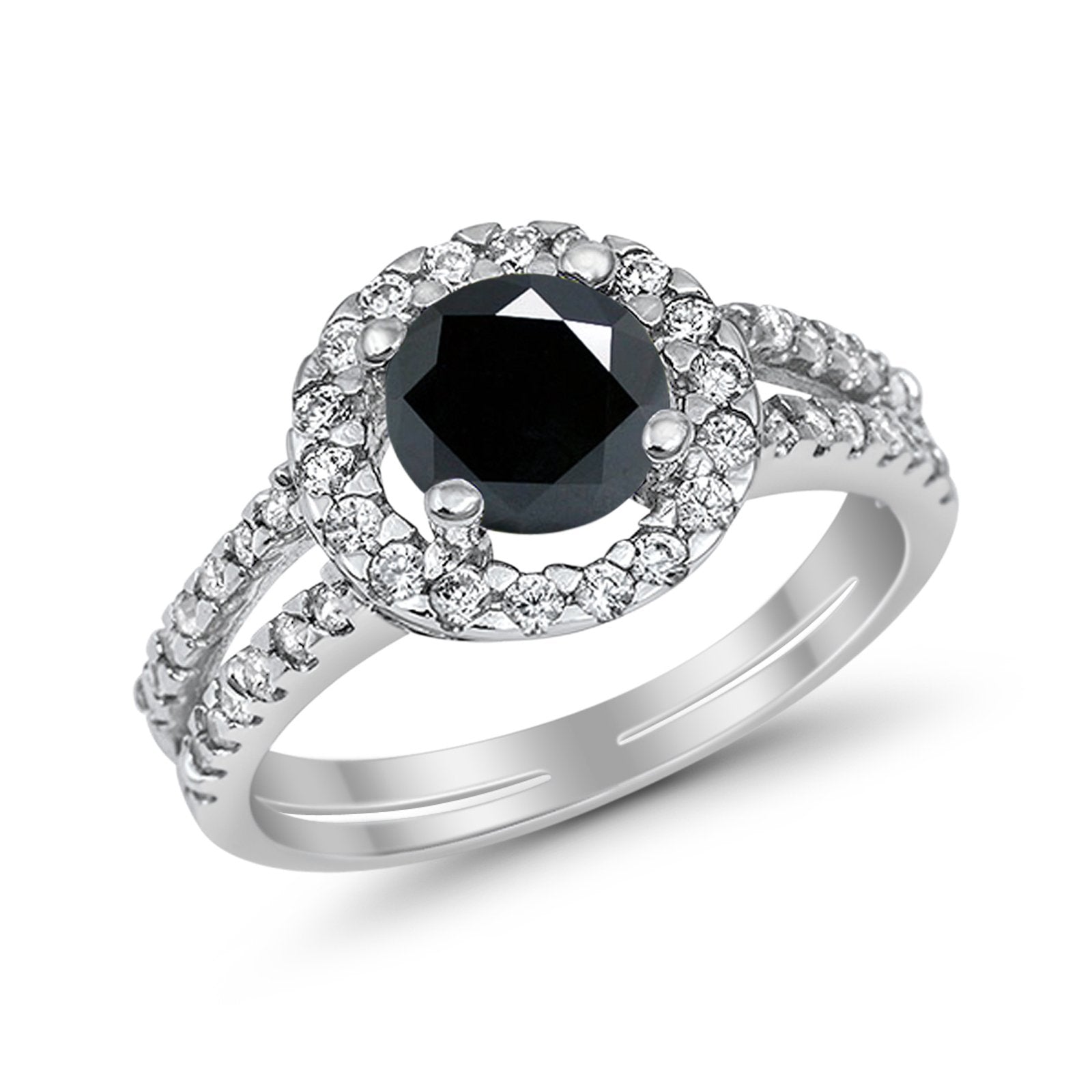 Halo Split Shank Engagement Ring Simulated Cubic Zirconia 925 Sterling Silver