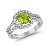 Halo Split Shank Engagement Ring Simulated Cubic Zirconia 925 Sterling Silver