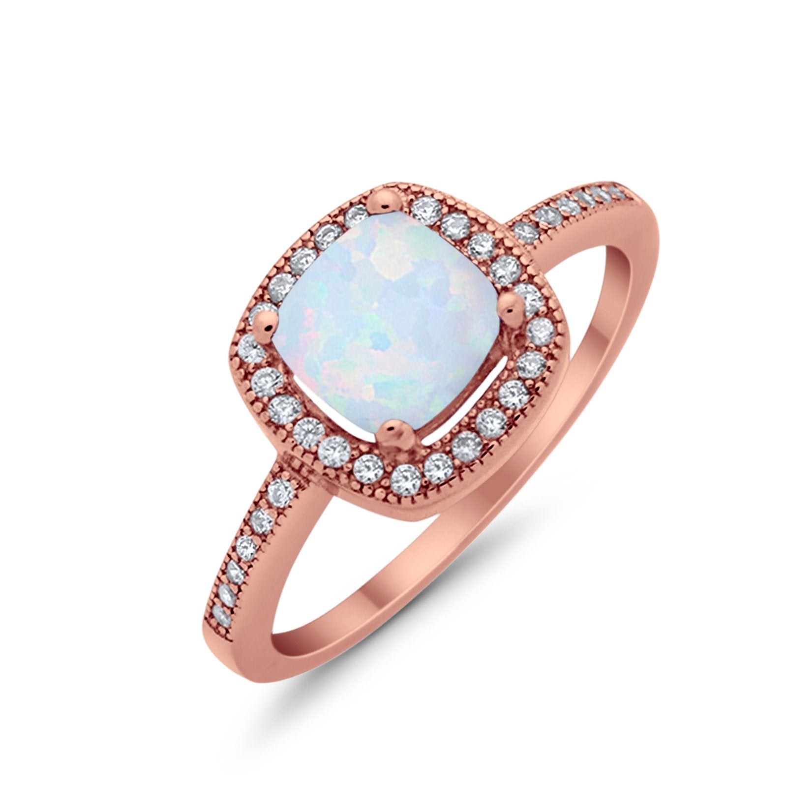 Halo Art Deco Design Ring Round Simulated Cubic Zirconia 925 Sterling Silver