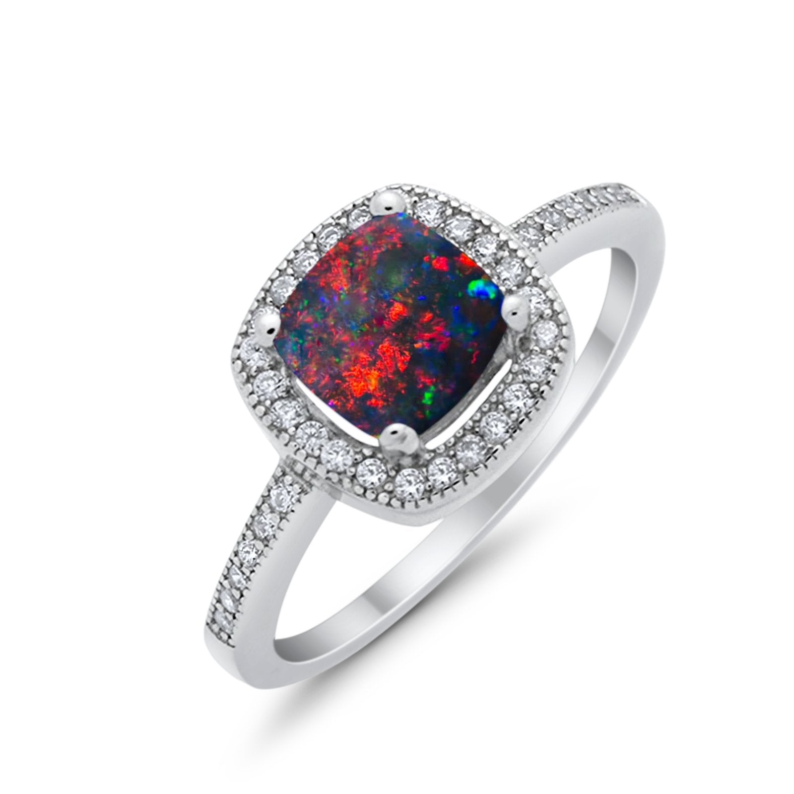 Halo Art Deco Design Ring Round Simulated Cubic Zirconia 925 Sterling Silver