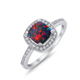 Halo Art Deco Design Ring Round Simulated Cubic Zirconia 925 Sterling Silver