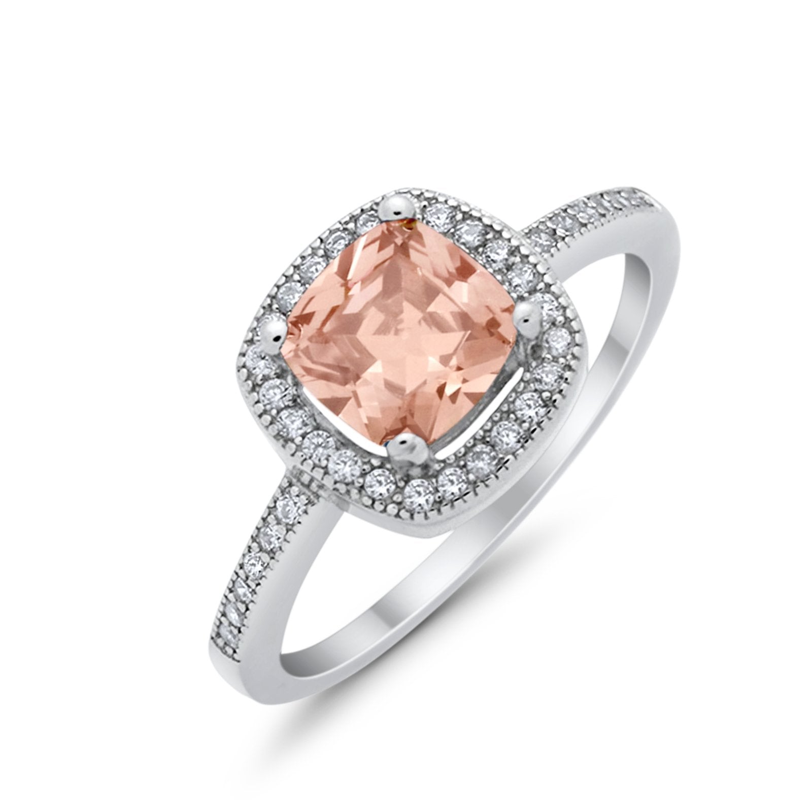 Halo Art Deco Design Ring Round Simulated Cubic Zirconia 925 Sterling Silver