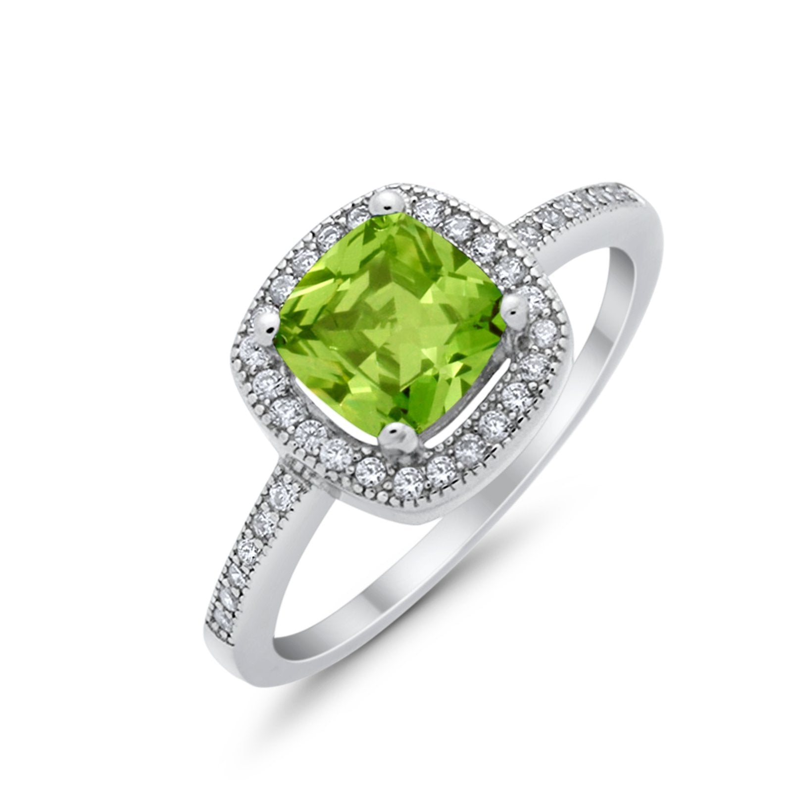 Halo Art Deco Design Ring Round Simulated Cubic Zirconia 925 Sterling Silver