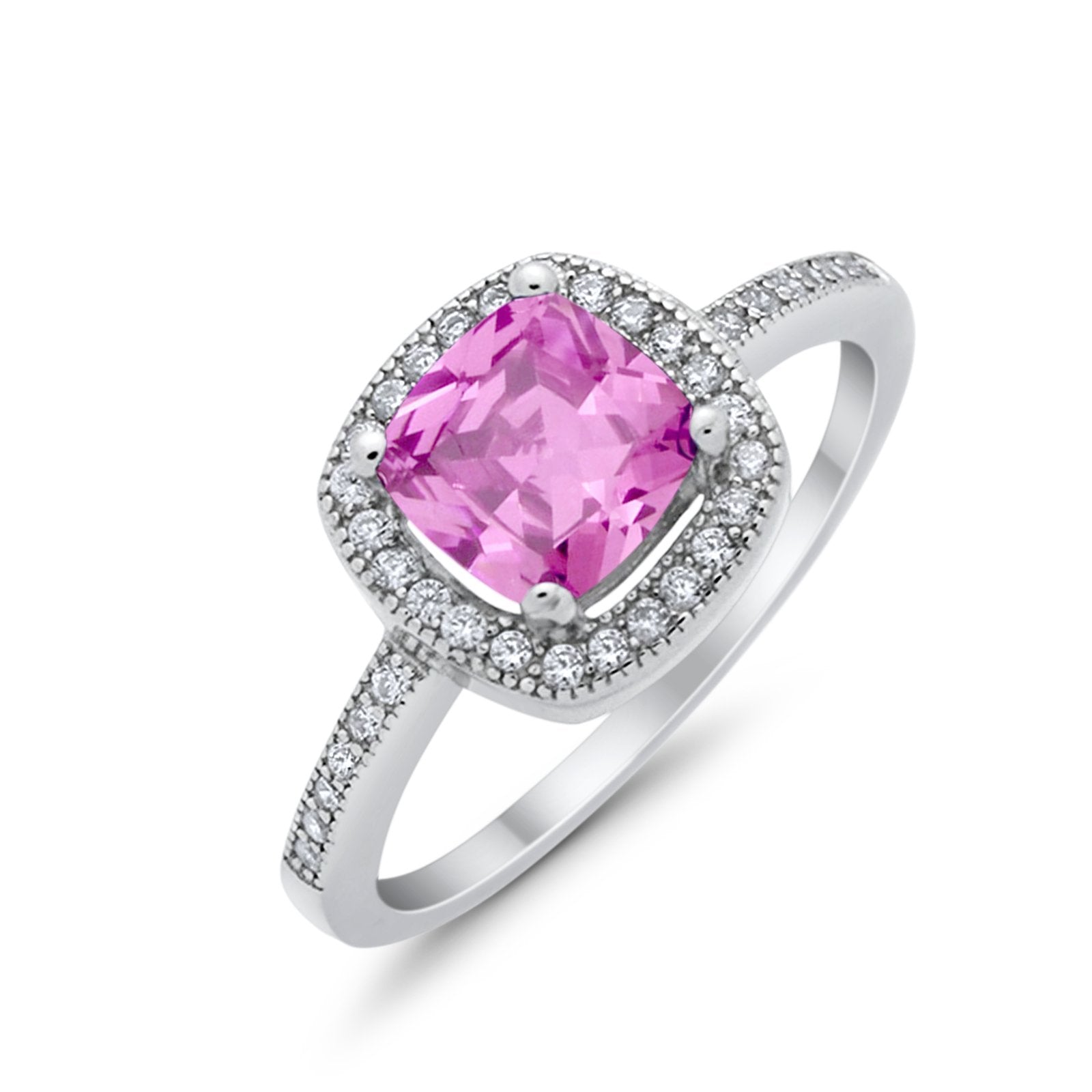 Halo Art Deco Design Ring Round Simulated Cubic Zirconia 925 Sterling Silver