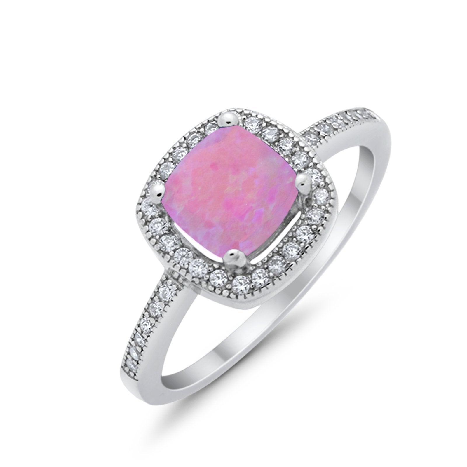 Halo Art Deco Design Ring Round Simulated Cubic Zirconia 925 Sterling Silver