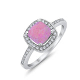 Halo Art Deco Design Ring Round Simulated Cubic Zirconia 925 Sterling Silver