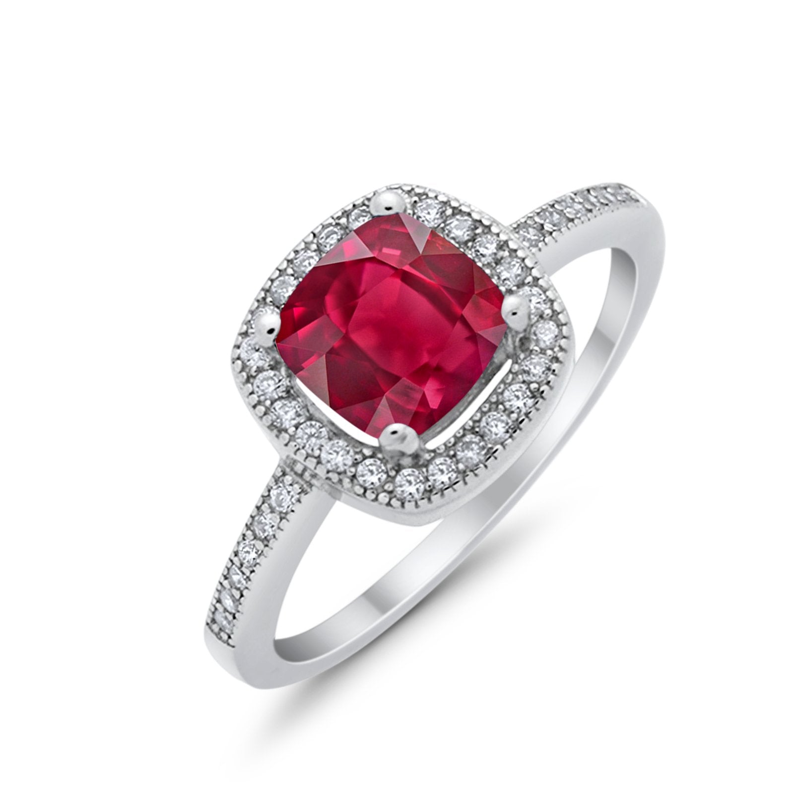 Halo Art Deco Design Ring Round Simulated Cubic Zirconia 925 Sterling Silver