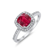 Halo Art Deco Design Ring Round Simulated Cubic Zirconia 925 Sterling Silver