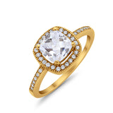 Halo Art Deco Design Ring Round Simulated Cubic Zirconia 925 Sterling Silver