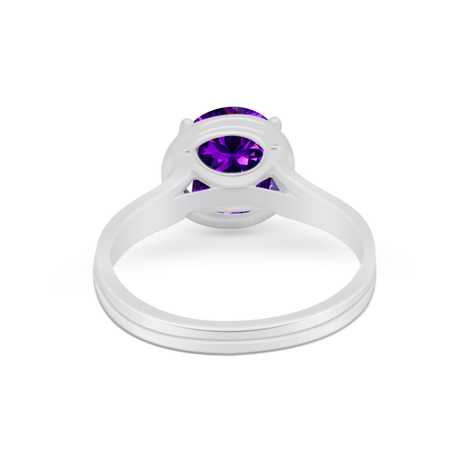 Solitaire Simulated Cubic Zirconia Wedding Ring Double Band 925 Sterling Silver