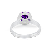 Solitaire Simulated Cubic Zirconia Wedding Ring Double Band 925 Sterling Silver