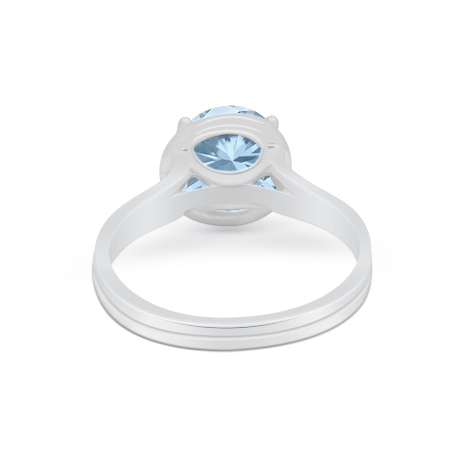 Solitaire Simulated Cubic Zirconia Wedding Ring Double Band 925 Sterling Silver