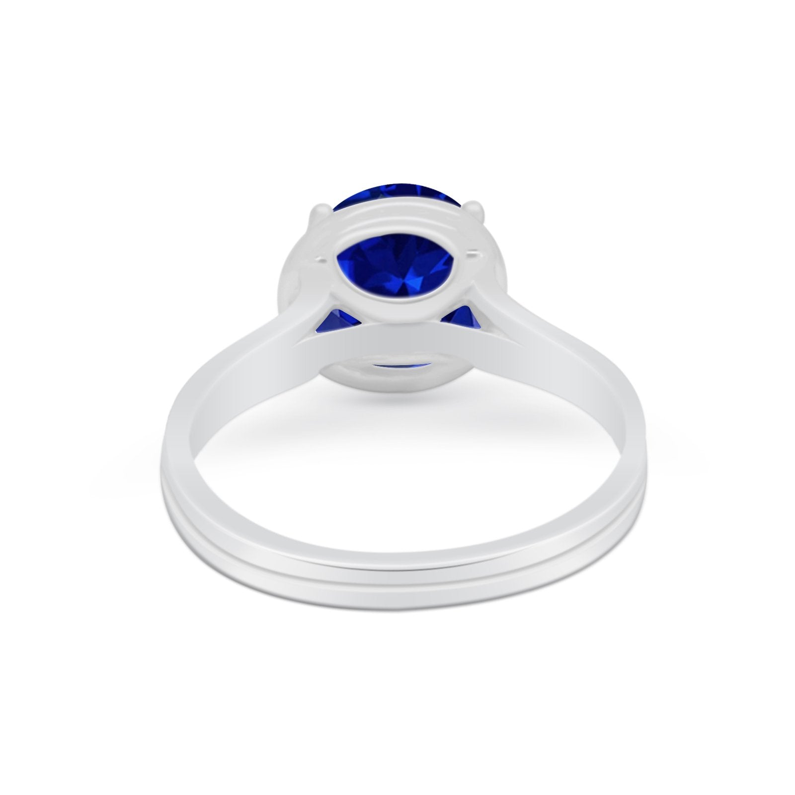 Solitaire Simulated Cubic Zirconia Wedding Ring Double Band 925 Sterling Silver