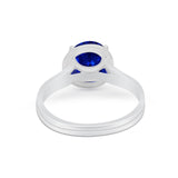 Solitaire Simulated Cubic Zirconia Wedding Ring Double Band 925 Sterling Silver