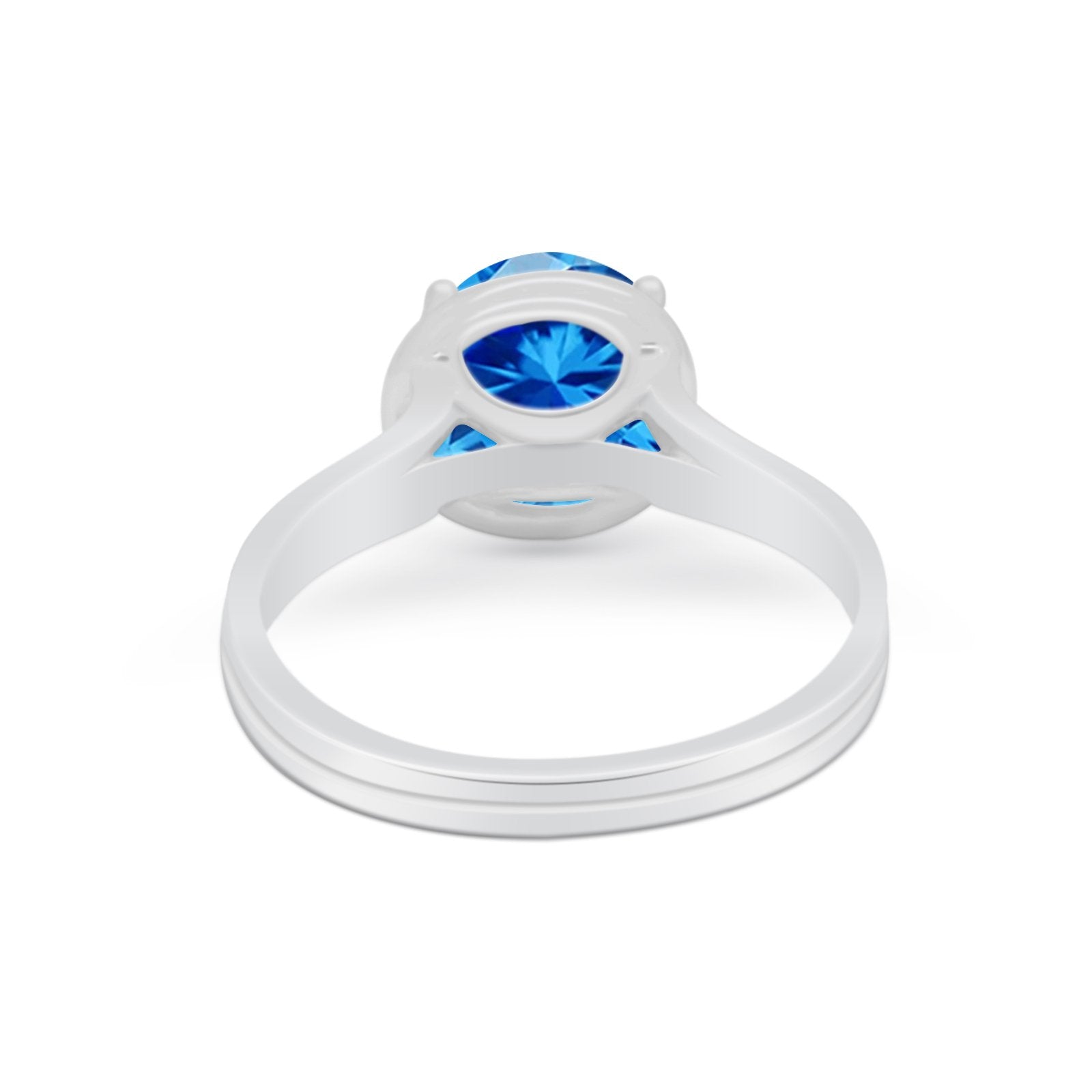 Solitaire Simulated Cubic Zirconia Wedding Ring Double Band 925 Sterling Silver