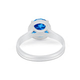 Solitaire Simulated Cubic Zirconia Wedding Ring Double Band 925 Sterling Silver