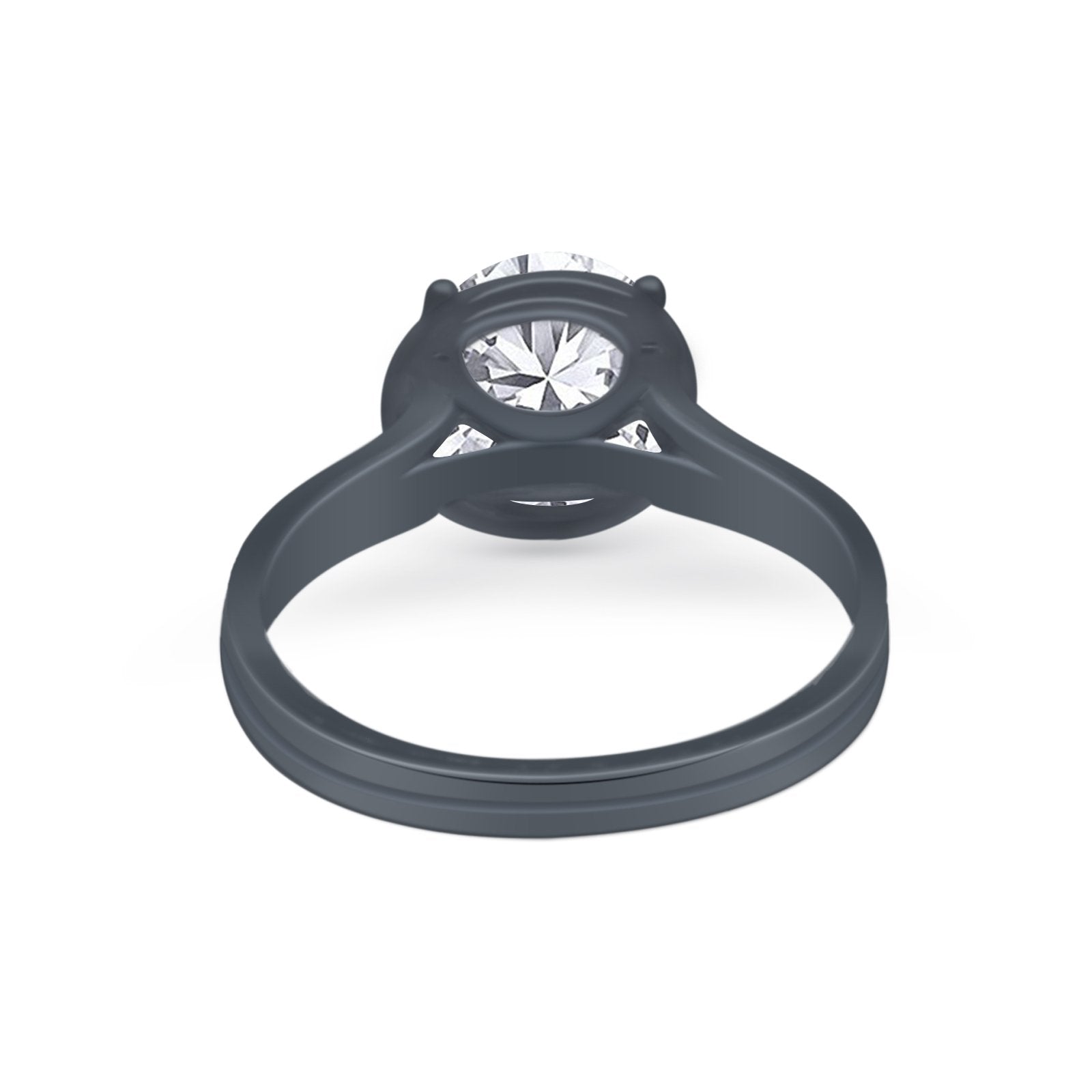 Solitaire Simulated Cubic Zirconia Wedding Ring Double Band 925 Sterling Silver