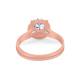 Solitaire Simulated Cubic Zirconia Wedding Ring Double Band 925 Sterling Silver