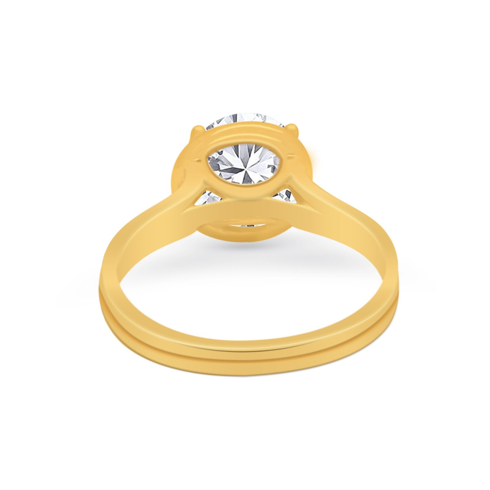 Solitaire Simulated Cubic Zirconia Wedding Ring Double Band 925 Sterling Silver