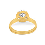 Solitaire Simulated Cubic Zirconia Wedding Ring Double Band 925 Sterling Silver