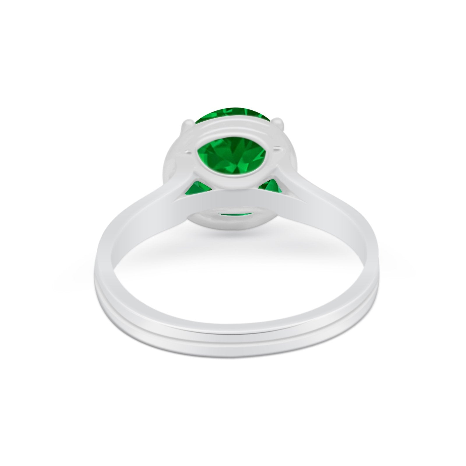Solitaire Simulated Cubic Zirconia Wedding Ring Double Band 925 Sterling Silver