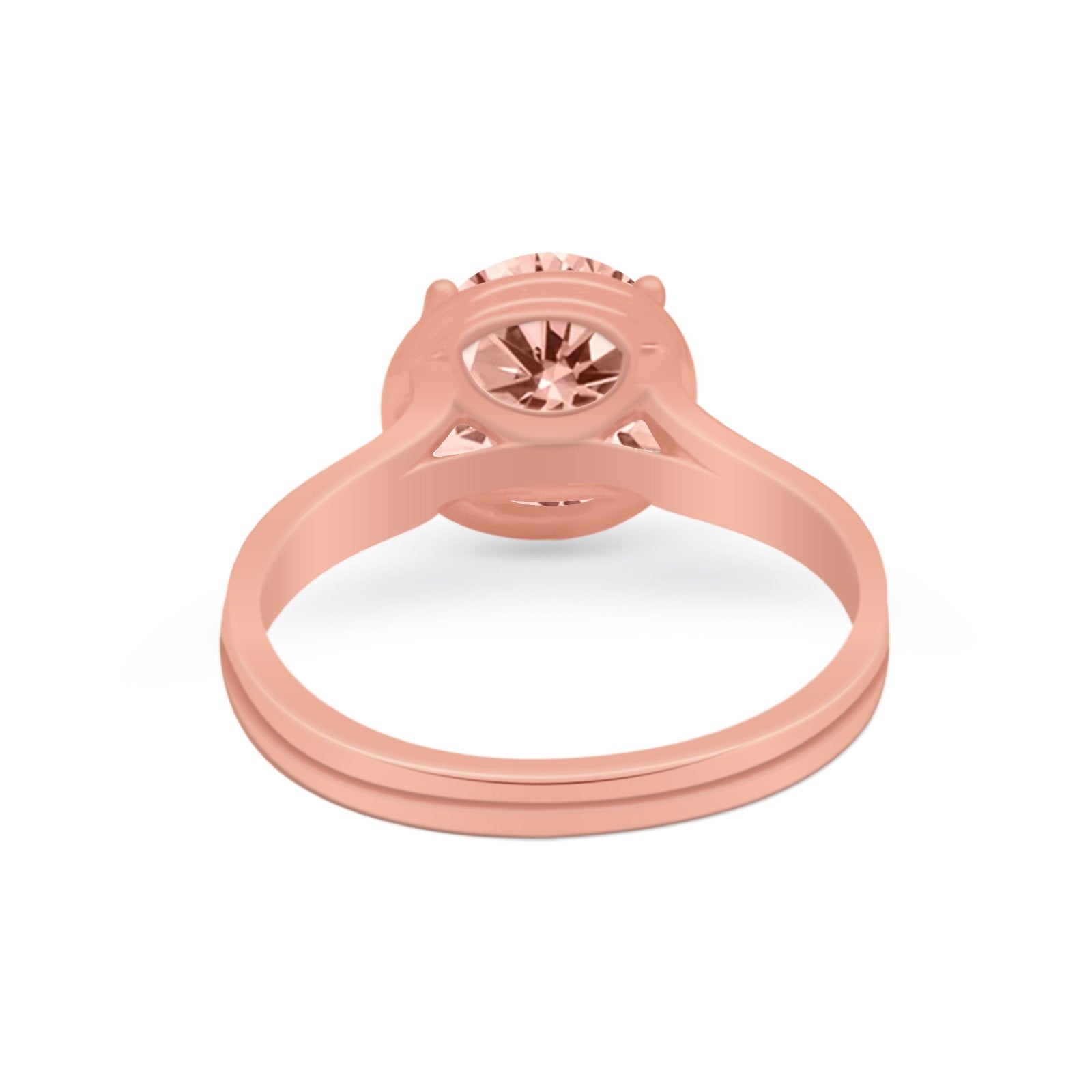 Solitaire Simulated Cubic Zirconia Wedding Ring Double Band 925 Sterling Silver