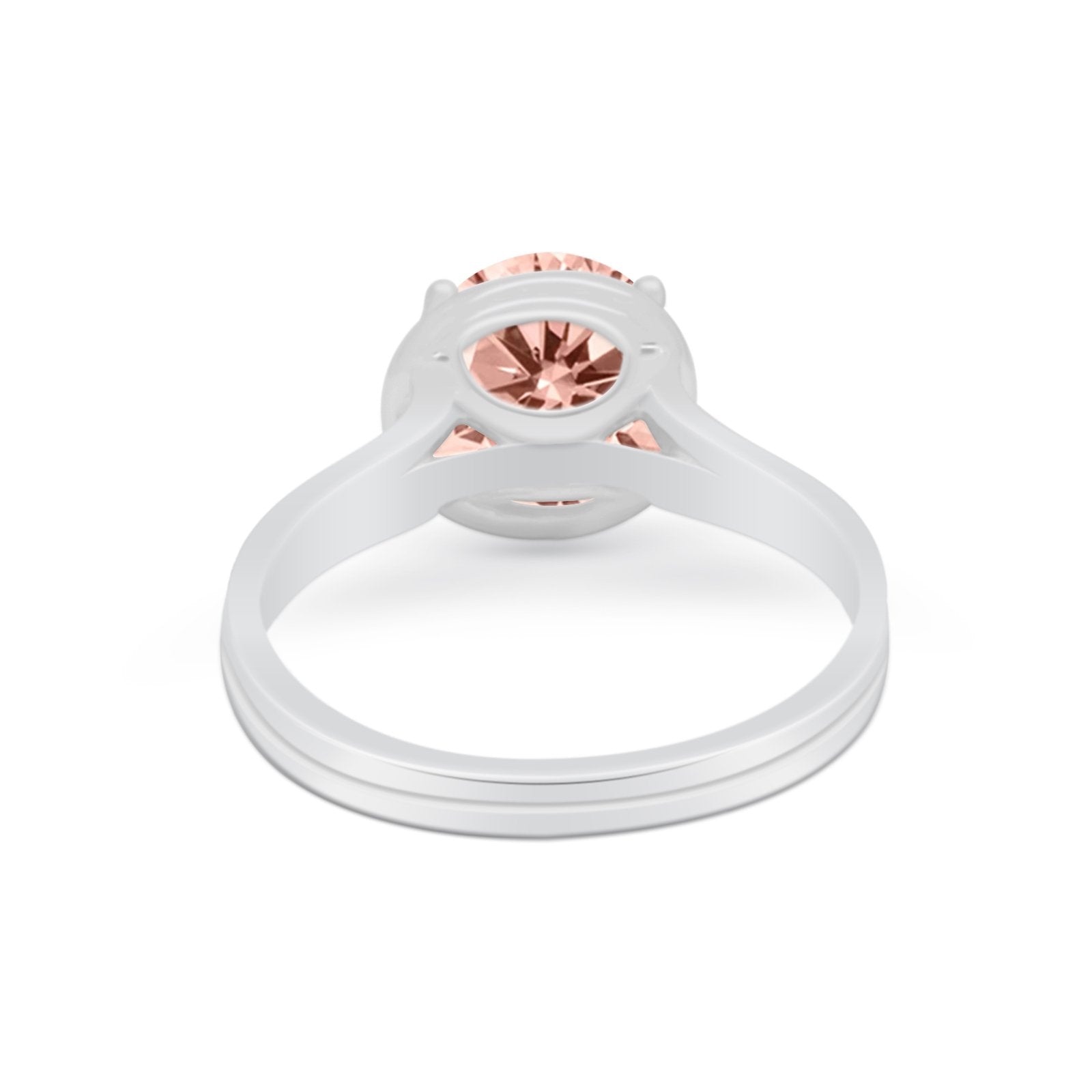 Solitaire Simulated Cubic Zirconia Wedding Ring Double Band 925 Sterling Silver