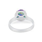 Solitaire Simulated Cubic Zirconia Wedding Ring Double Band 925 Sterling Silver