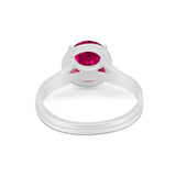 Solitaire Simulated Cubic Zirconia Wedding Ring Double Band 925 Sterling Silver