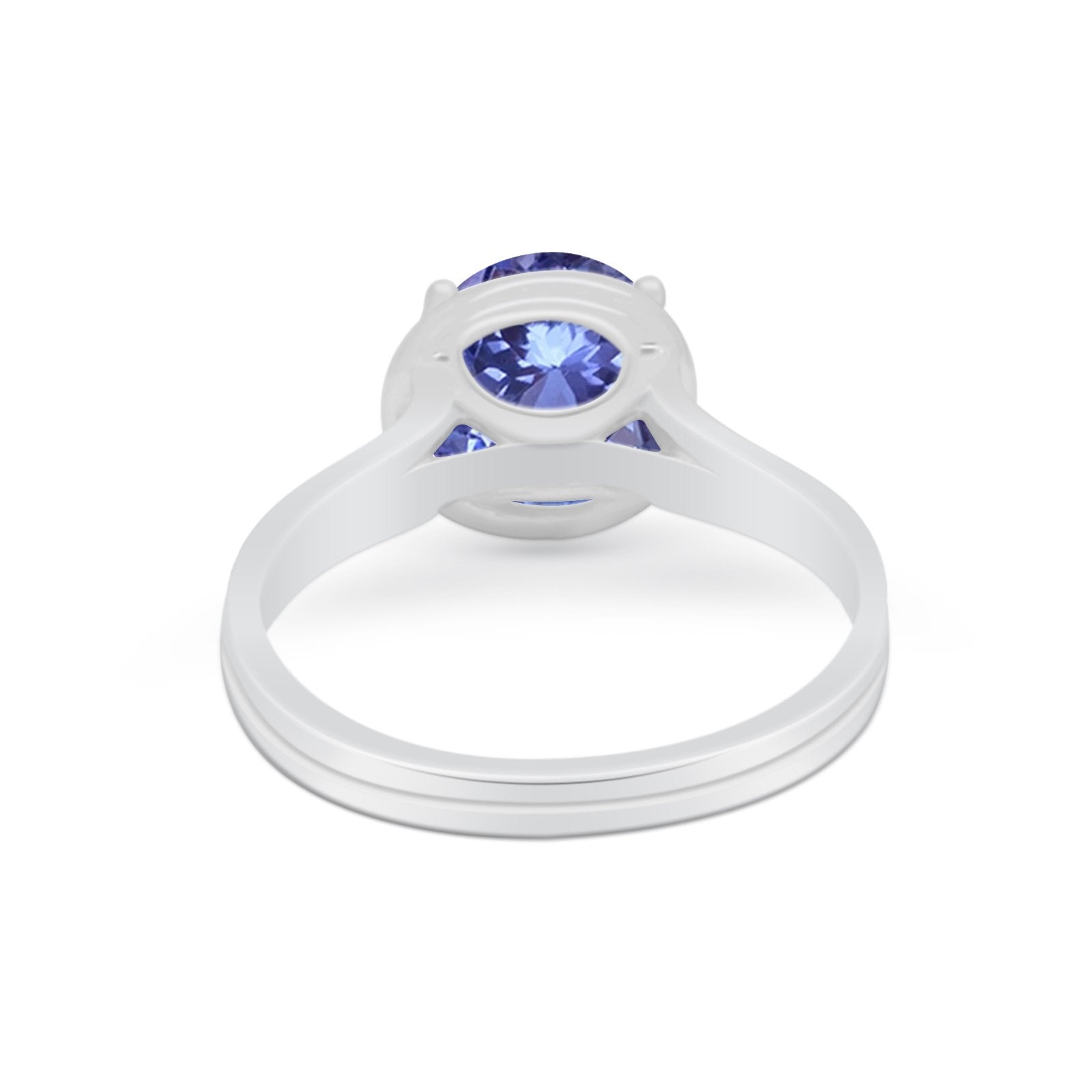 Solitaire Simulated Cubic Zirconia Wedding Ring Double Band 925 Sterling Silver