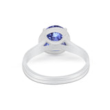 Solitaire Simulated Cubic Zirconia Wedding Ring Double Band 925 Sterling Silver