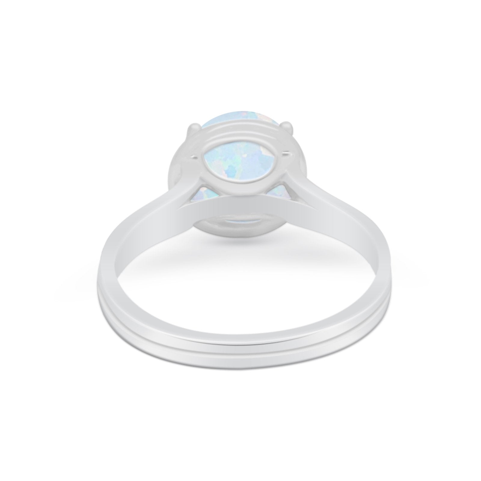 Solitaire Simulated Cubic Zirconia Wedding Ring Double Band 925 Sterling Silver