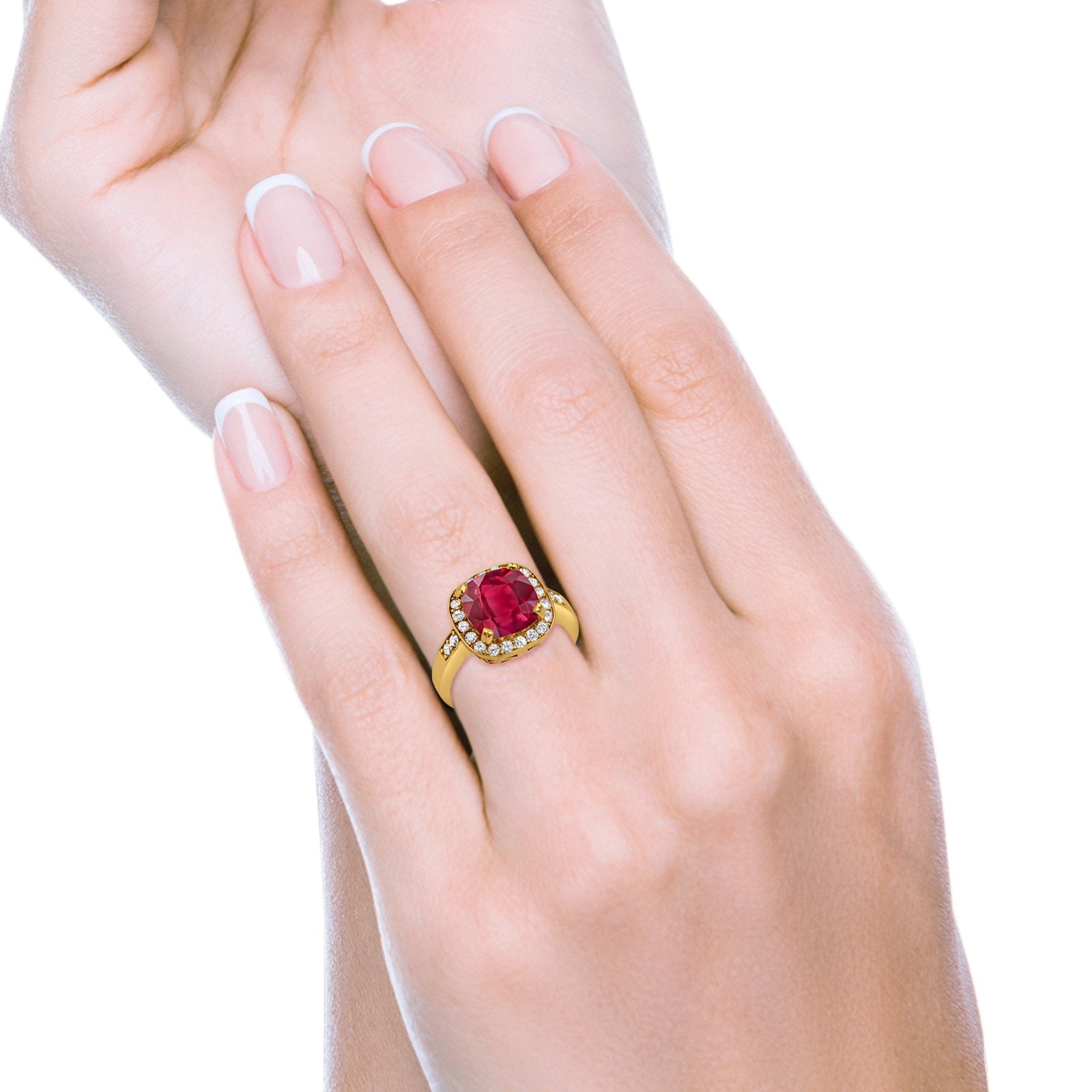 Halo Wedding Ring Cushion Cut Simulated CZ 925 Sterling Silver