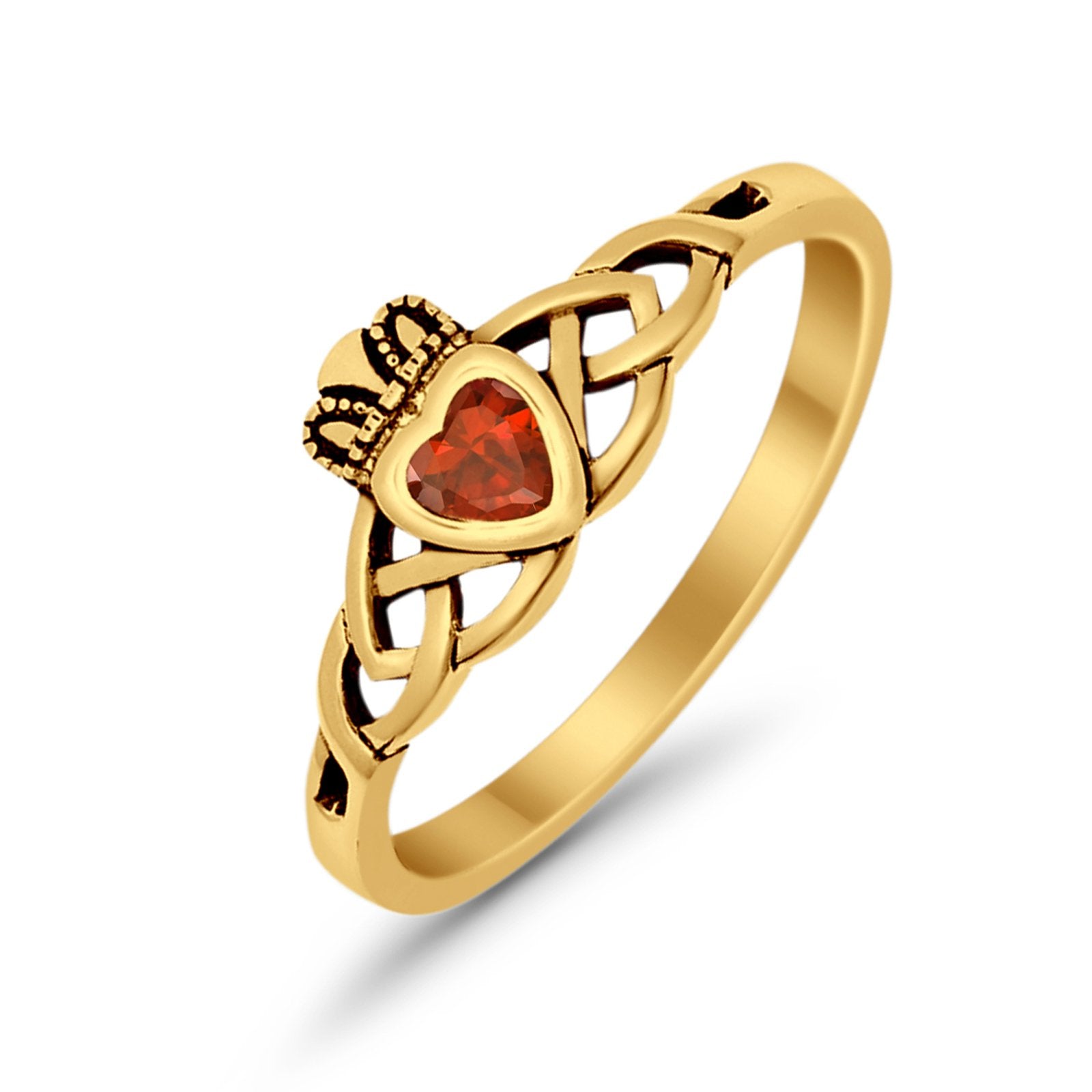 Celtic Knot Claddagh Ring Simulated Cubic Zirconia 925 Sterling Silver