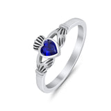 Irish Claddagh Heart Promise Ring Simulated Cubic Zirconia 925 Sterling Silver