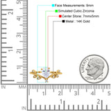 14K Gold Chevron Teardrop Pear Cubic Zirconia Engagement Ring