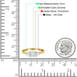 14K Gold Three Stone Oval Cubic Zirconia Engagement Ring