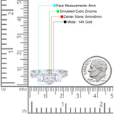 14K Gold Oval Three Stone Cubic Zirconia Engagement Ring