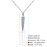 14K Gold 0.11ct Diamond Bar Drop Pendant Chain Necklace 18 In Long