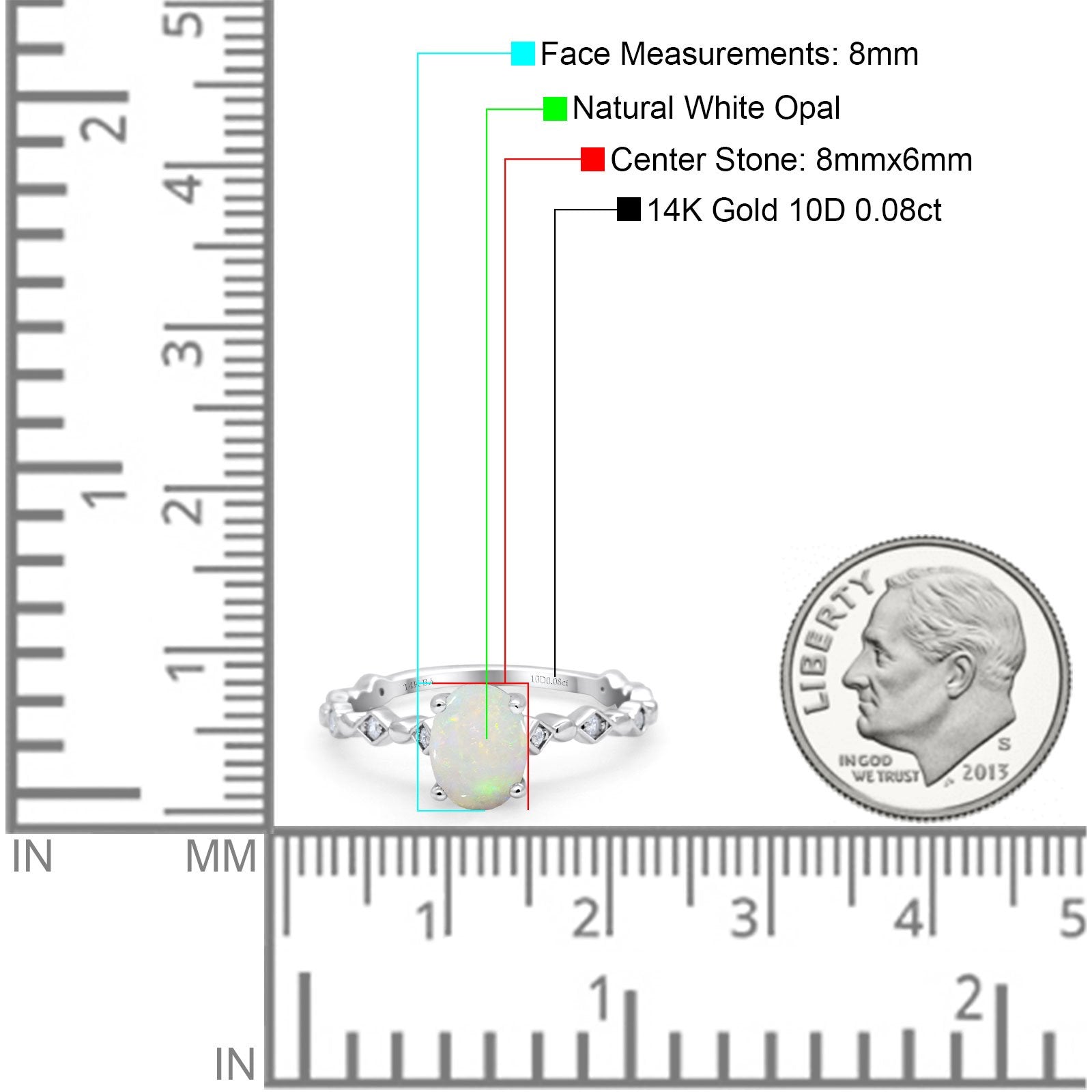 14K Gold 1.29ct Oval G SI Diamond Engagement Ring Size 6.5
