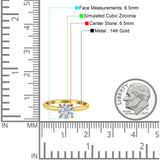 14K Gold Solitaire Round Cubic Zirconia Engagement Ring