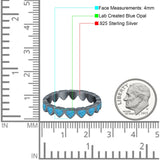 Heart Ring Band Lab Created Opal 925 Sterling Silver (4mm)