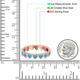 Heart Ring Band Lab Created Opal 925 Sterling Silver (4mm)