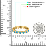 Heart Ring Band Lab Created Opal 925 Sterling Silver (4mm)