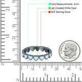 Heart Ring Band Lab Created Opal 925 Sterling Silver (4mm)
